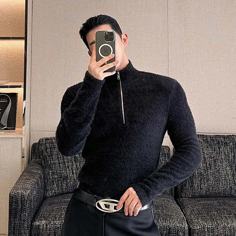 Zipper Turtleneck Long Sleeve T-Shirt